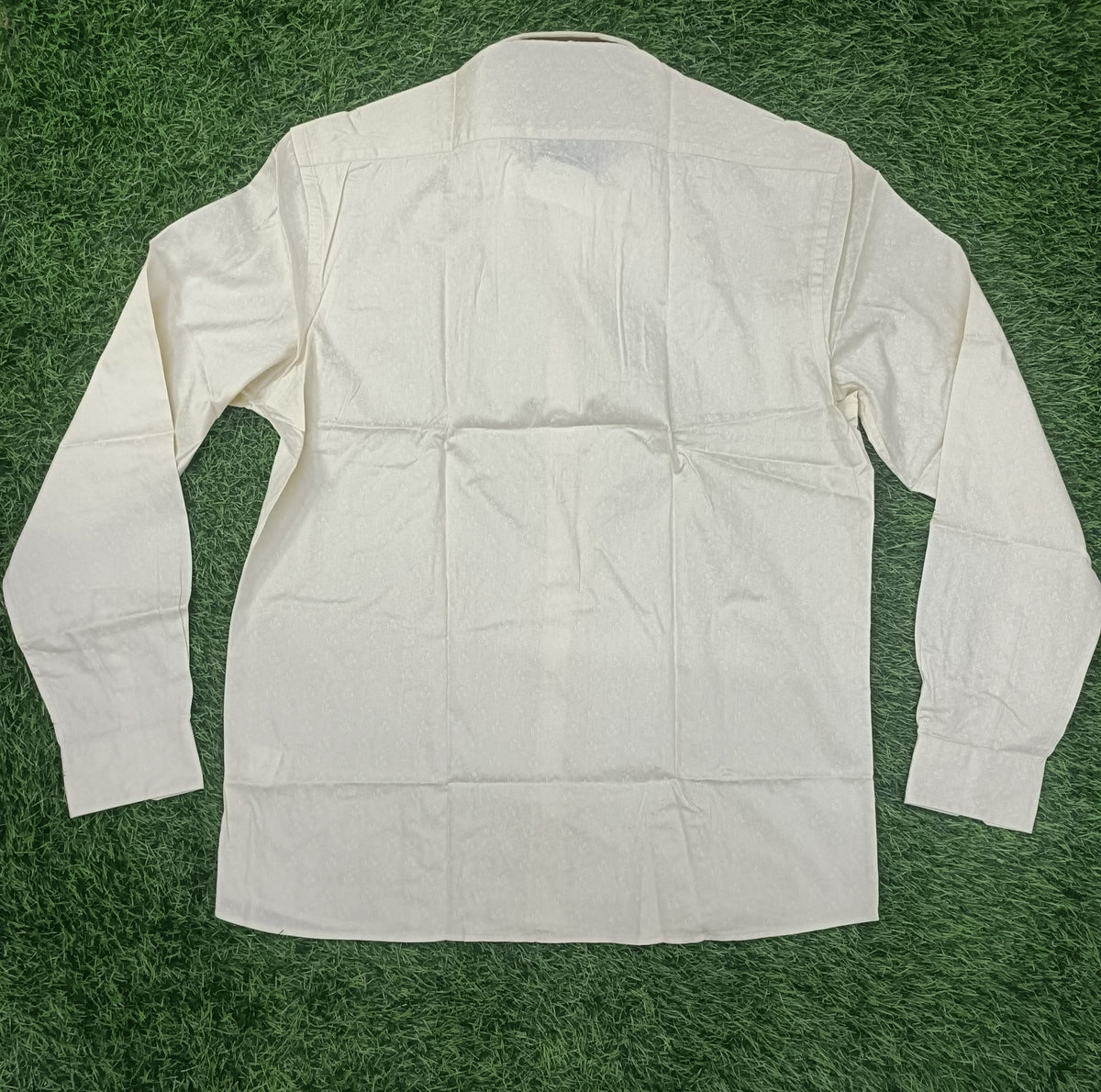 Men’s Cream Self Printed Full Sleeve Shirt