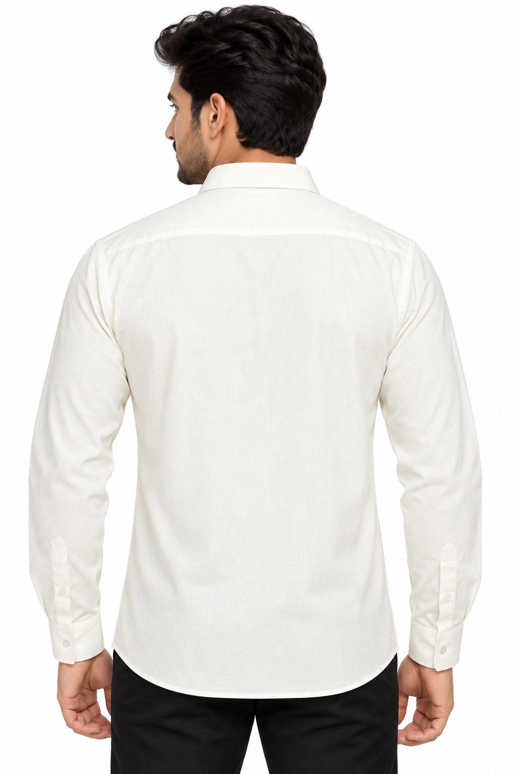 Men’s Cream Self Printed Full Sleeve Shirt