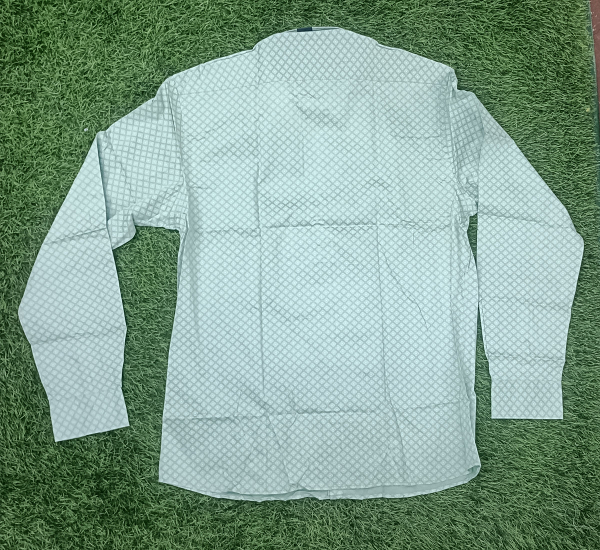 Men’s Light Pista Green Printed Full Sleeve Shirt