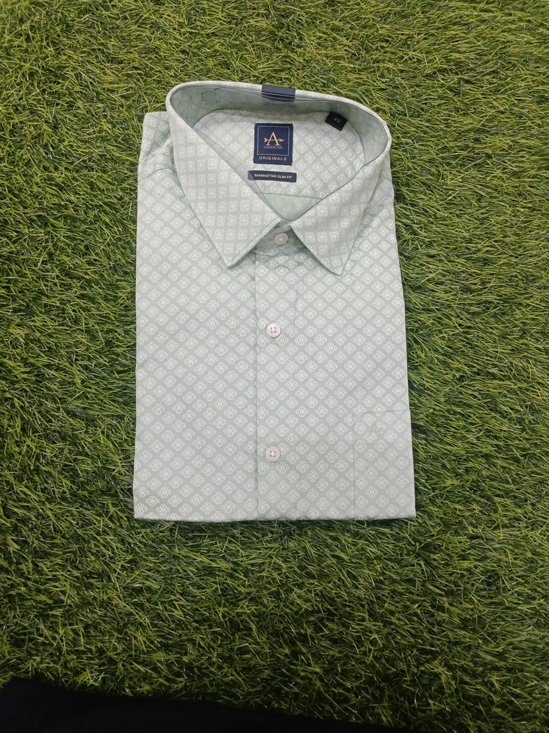 Men’s Light Pista Green Printed Full Sleeve Shirt