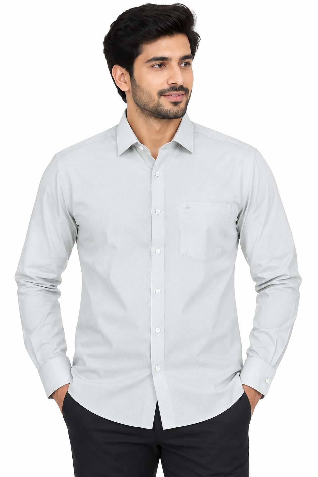 Men’s Off White Self Check Full Sleeve Shirt