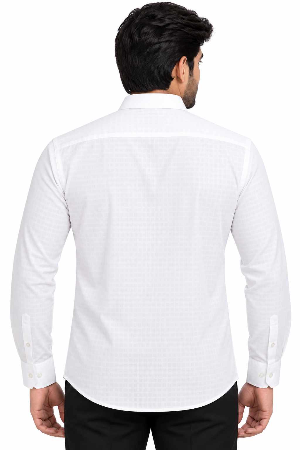 Men’s Off White Self Check Full Sleeve Shirt
