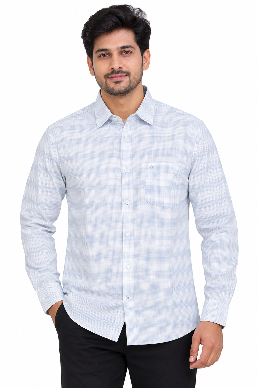 Men’s Light Blue Check Full Sleeve Shirt