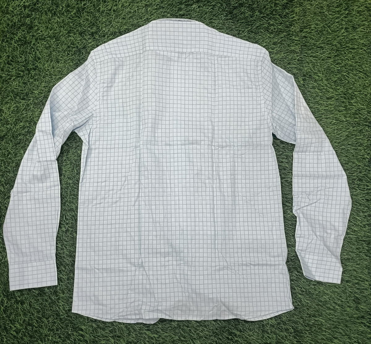 Men’s White & Light Blue Check Full Sleeve Shirt