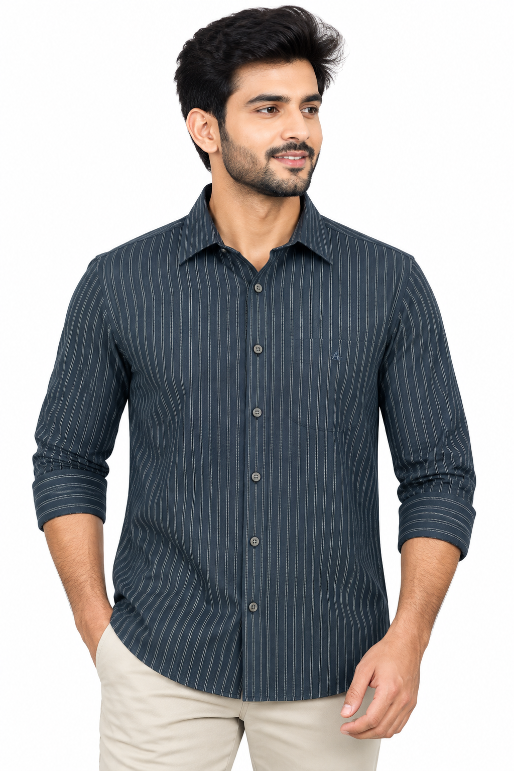 Men’s Navy blue Striped Full Sleeve Shirt