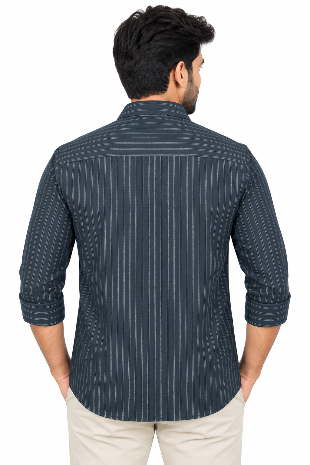 Men’s Navy blue Striped Full Sleeve Shirt