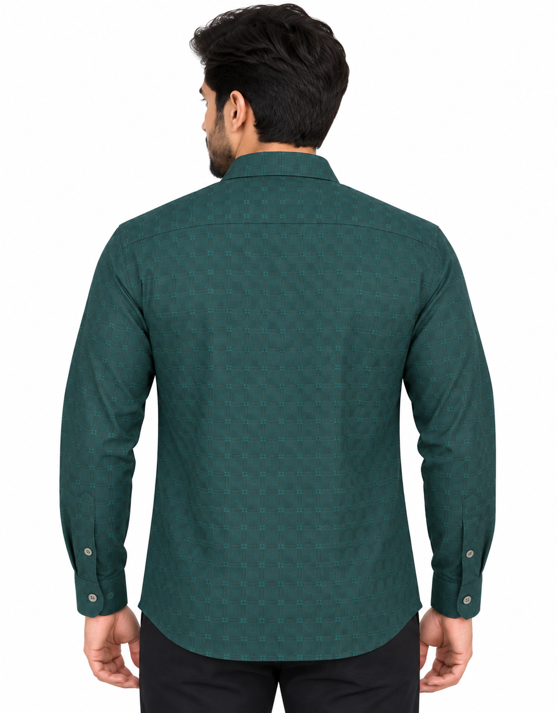 Men’s Dark Green Checkered Full Sleeve Shirt