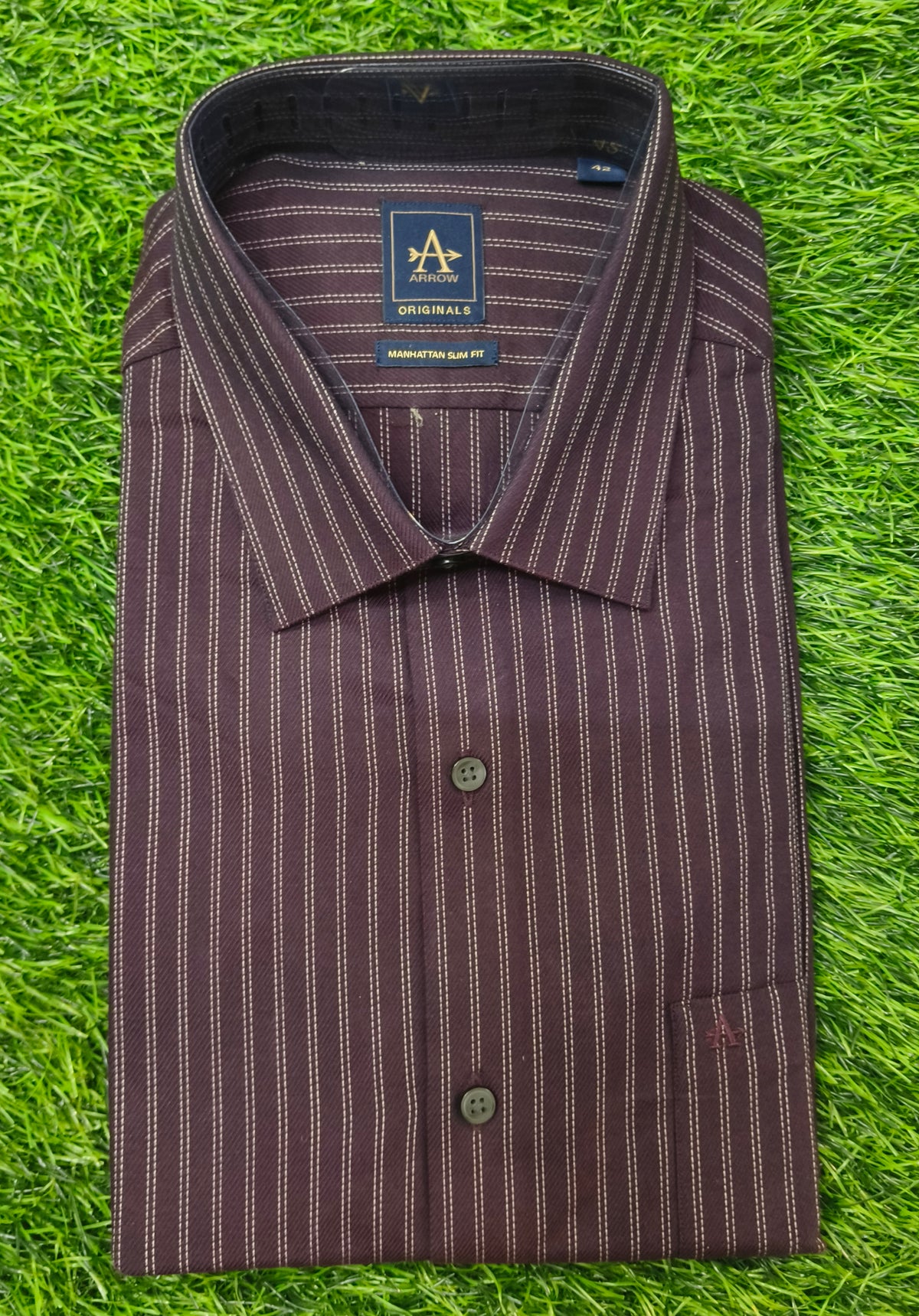 Men’s Dark Purple Striped Full Sleeve Shirt