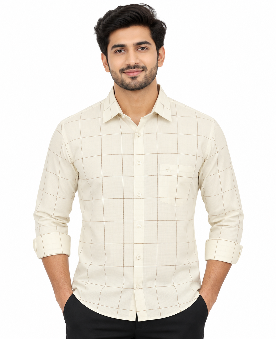 Men’s Off White Check Full Sleeve Shirt