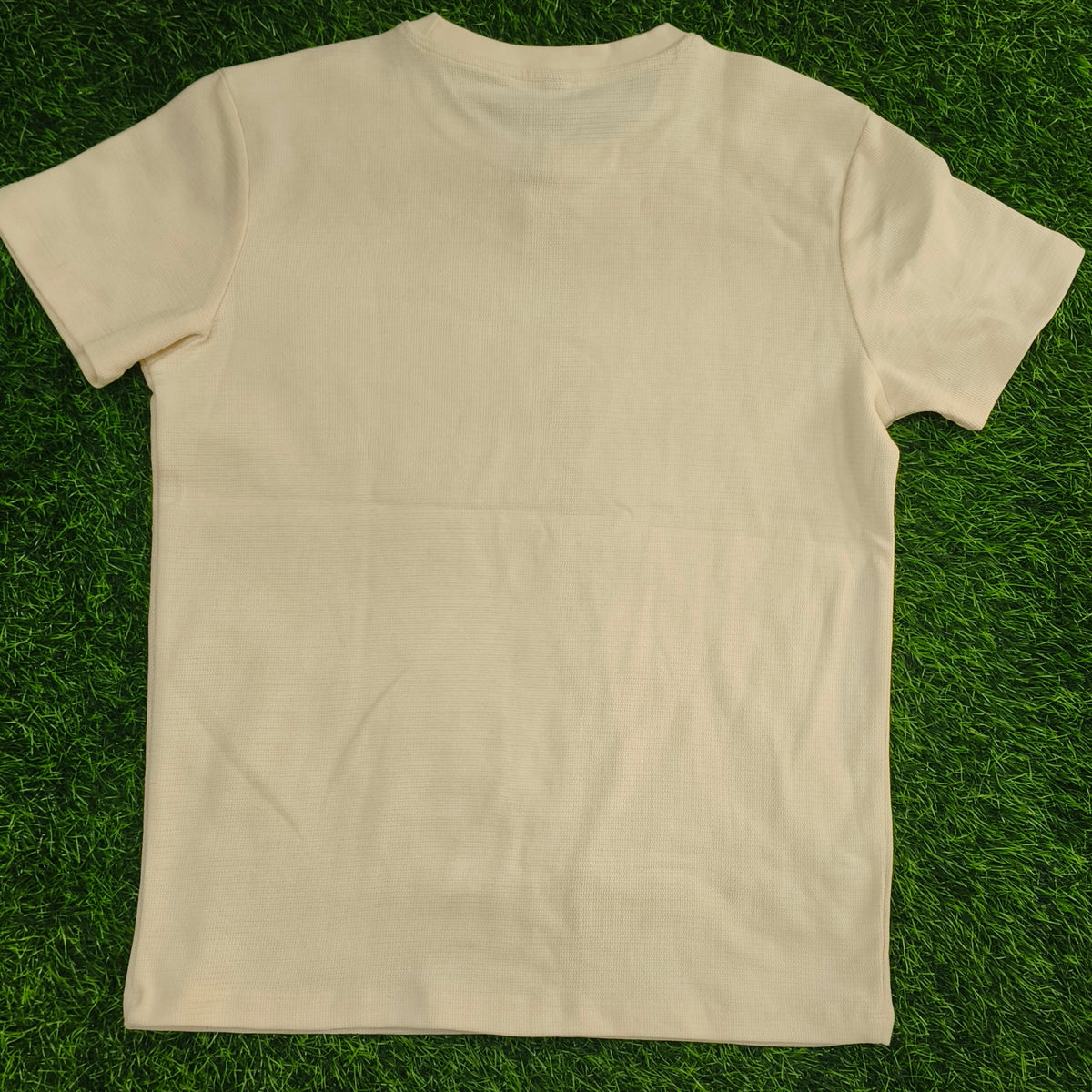 Men's Light Beige Textured Round Neck T-Shirt