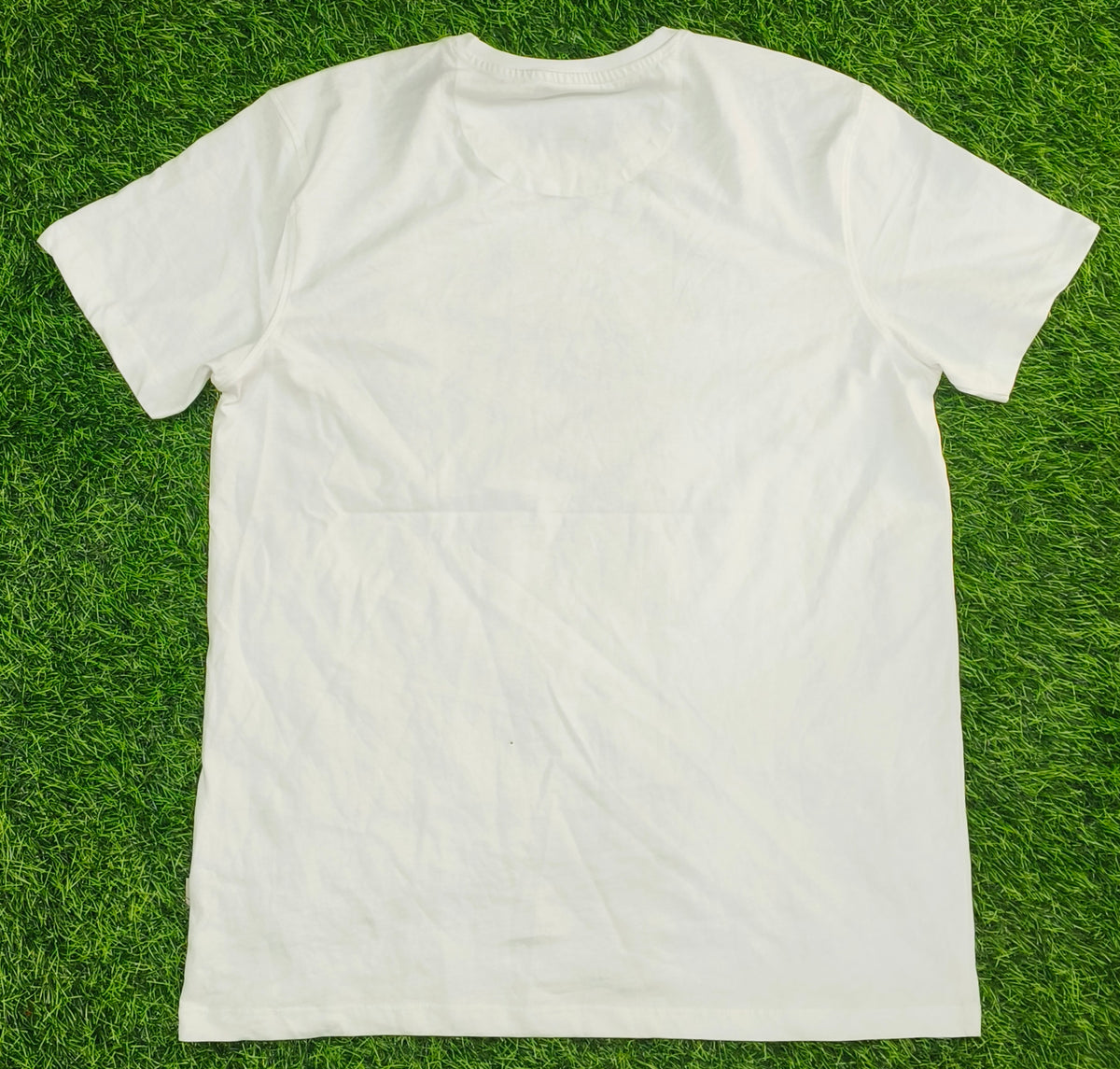 Men's White Round Neck T-Shirt with Front Detail
