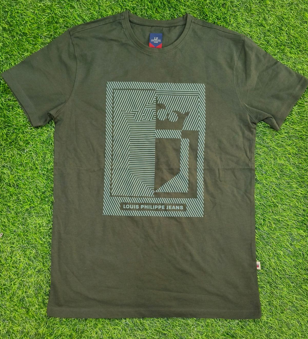 Men's Dark Olive Green Graphic Print Round Neck T-Shirt