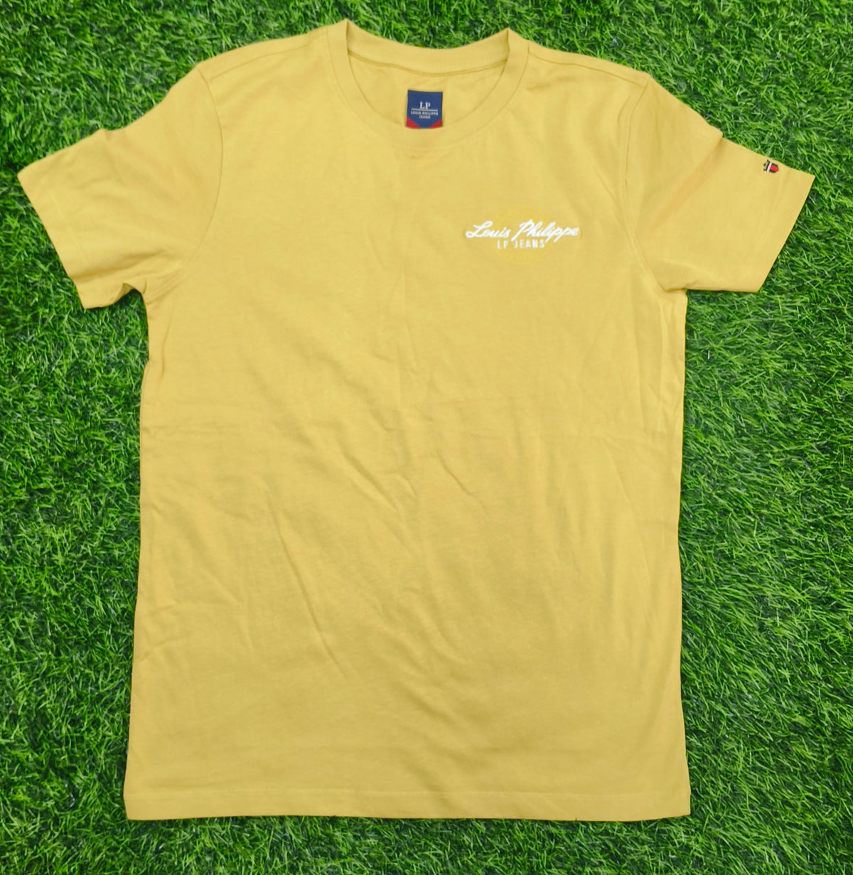 Men's Mustard Yellow Minimal Print Round Neck T-Shirt