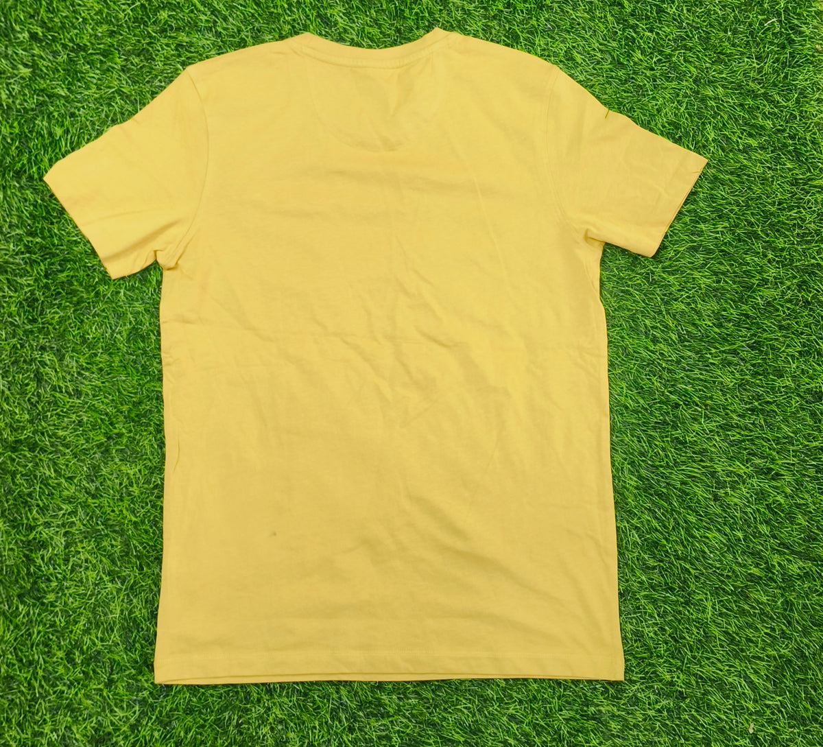 Men's Mustard Yellow Minimal Print Round Neck T-Shirt