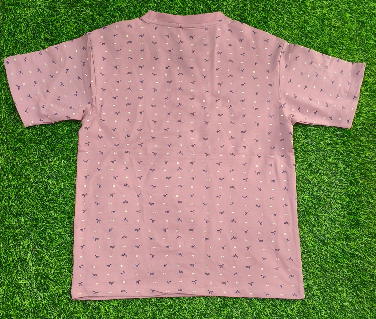 Men's Dusty Pink All-Over Printed Round Neck T-Shirt