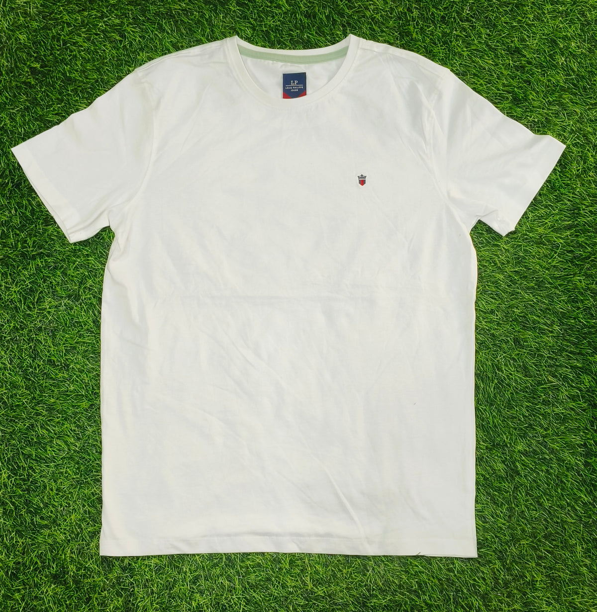 Men's White Minimal Logo Round Neck T-Shirt