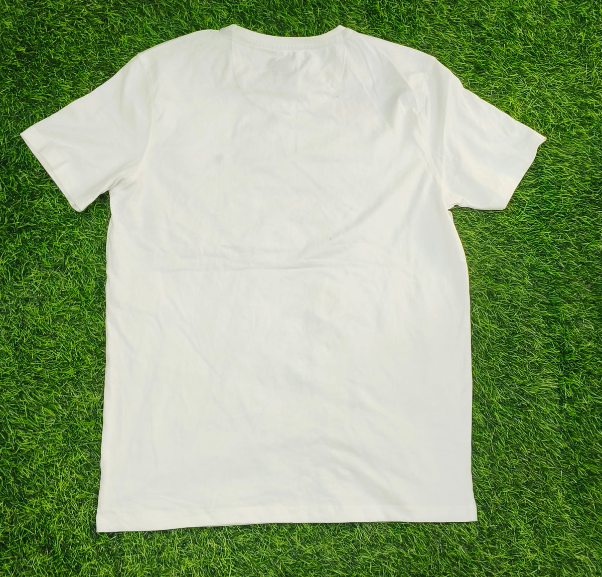 Men's White Minimal Logo Round Neck T-Shirt