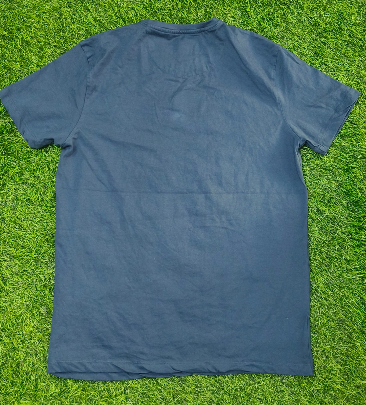 Men's Dark Navy Blue Graphic Print Round Neck T-Shirt