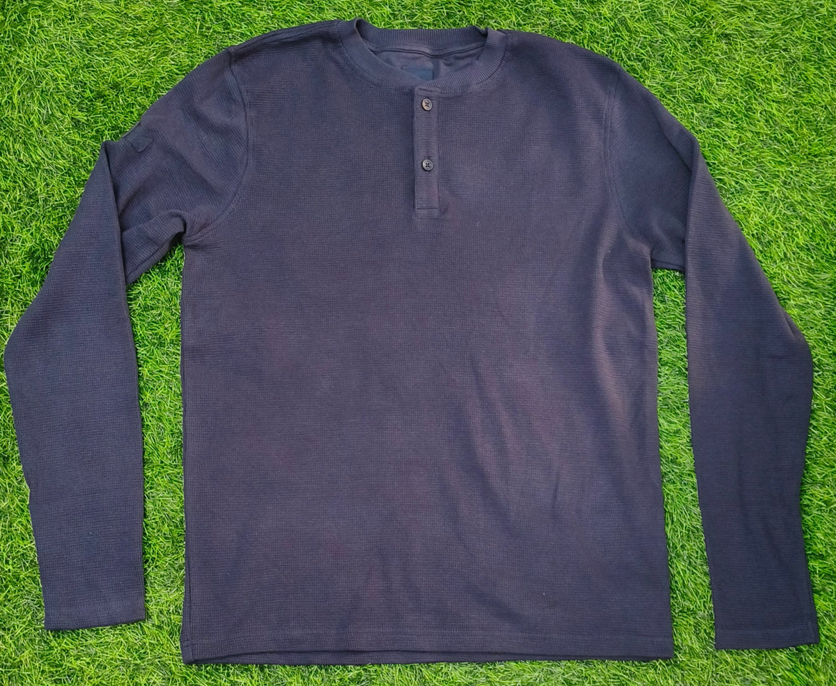 Men's Dark Navy Blue Full Sleeve Henley T-Shirt