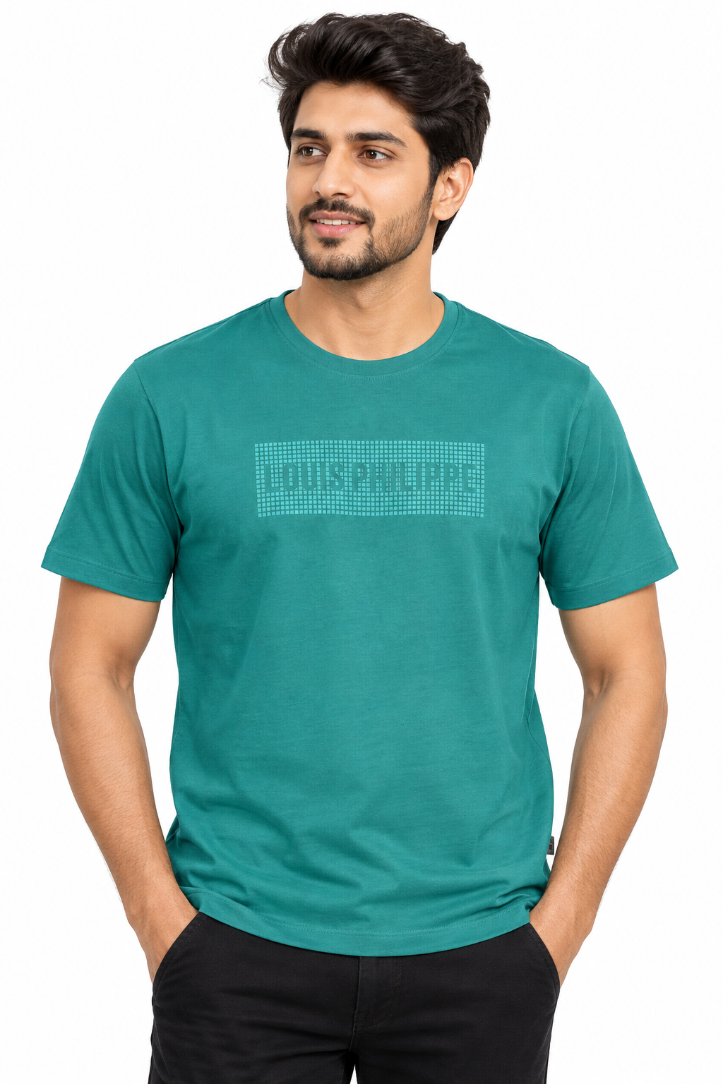 Men's Teal Green Round Neck T-Shirt