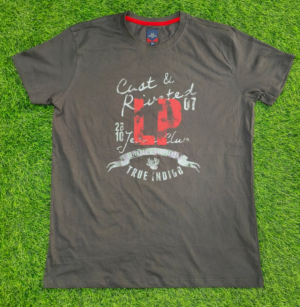 Men's Charcoal Grey Graphic Print Round Neck T-Shirt