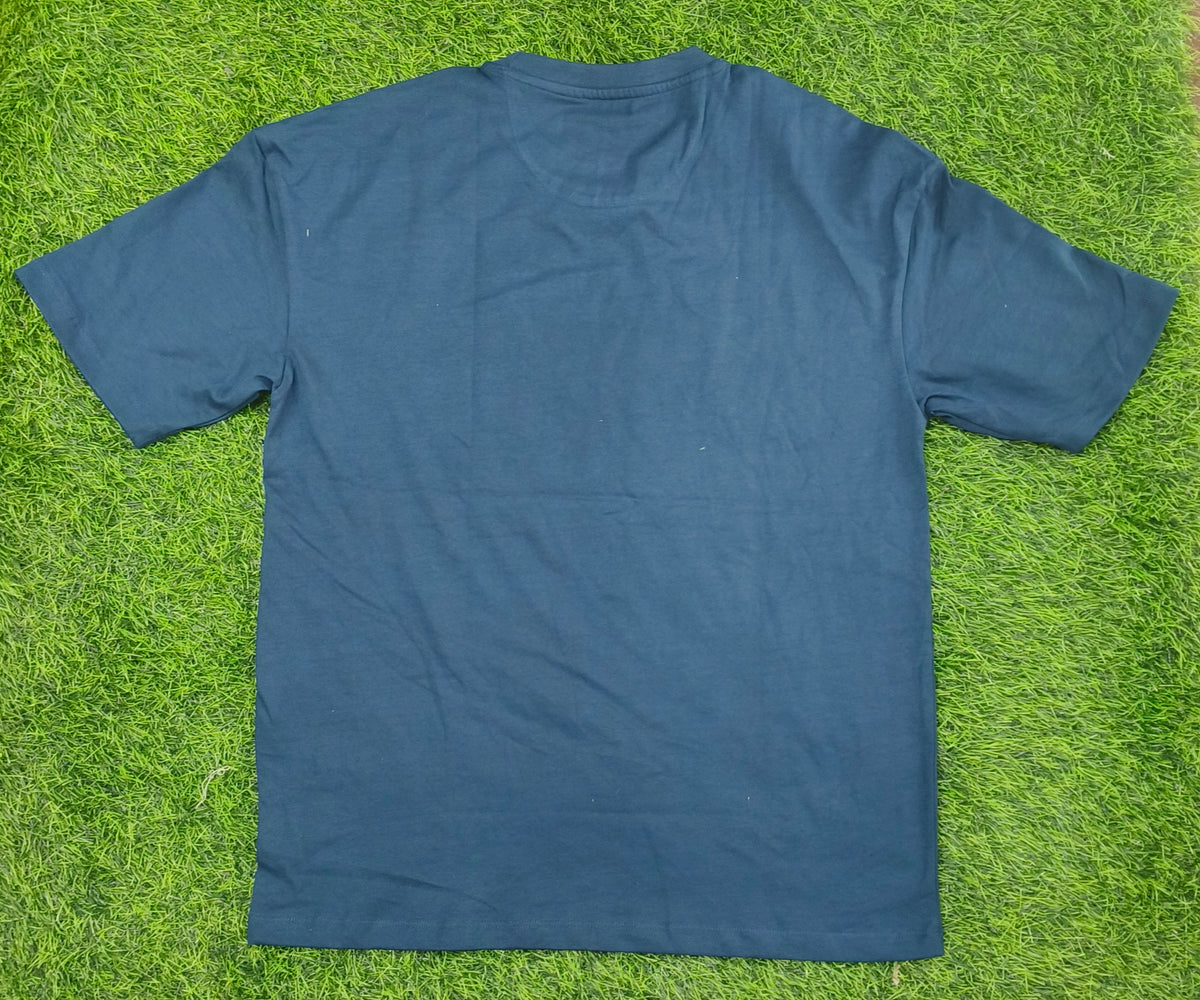Men's Teal Blue Printed Round Neck T-Shirt