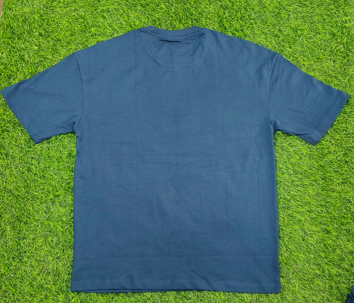 Men's Navy Blue Geometric Print Round Neck T-Shirt