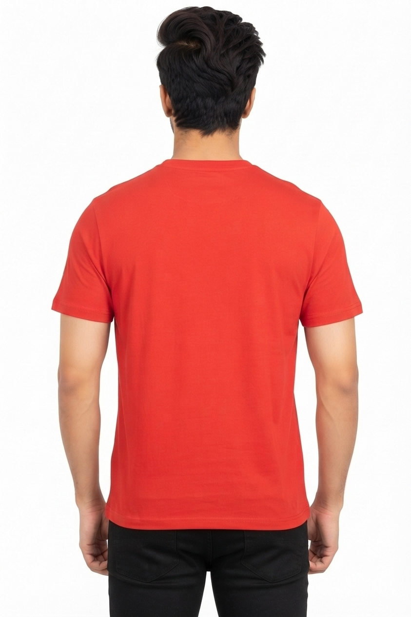 Men's Red Graphic Print Round Neck T-Shirt
