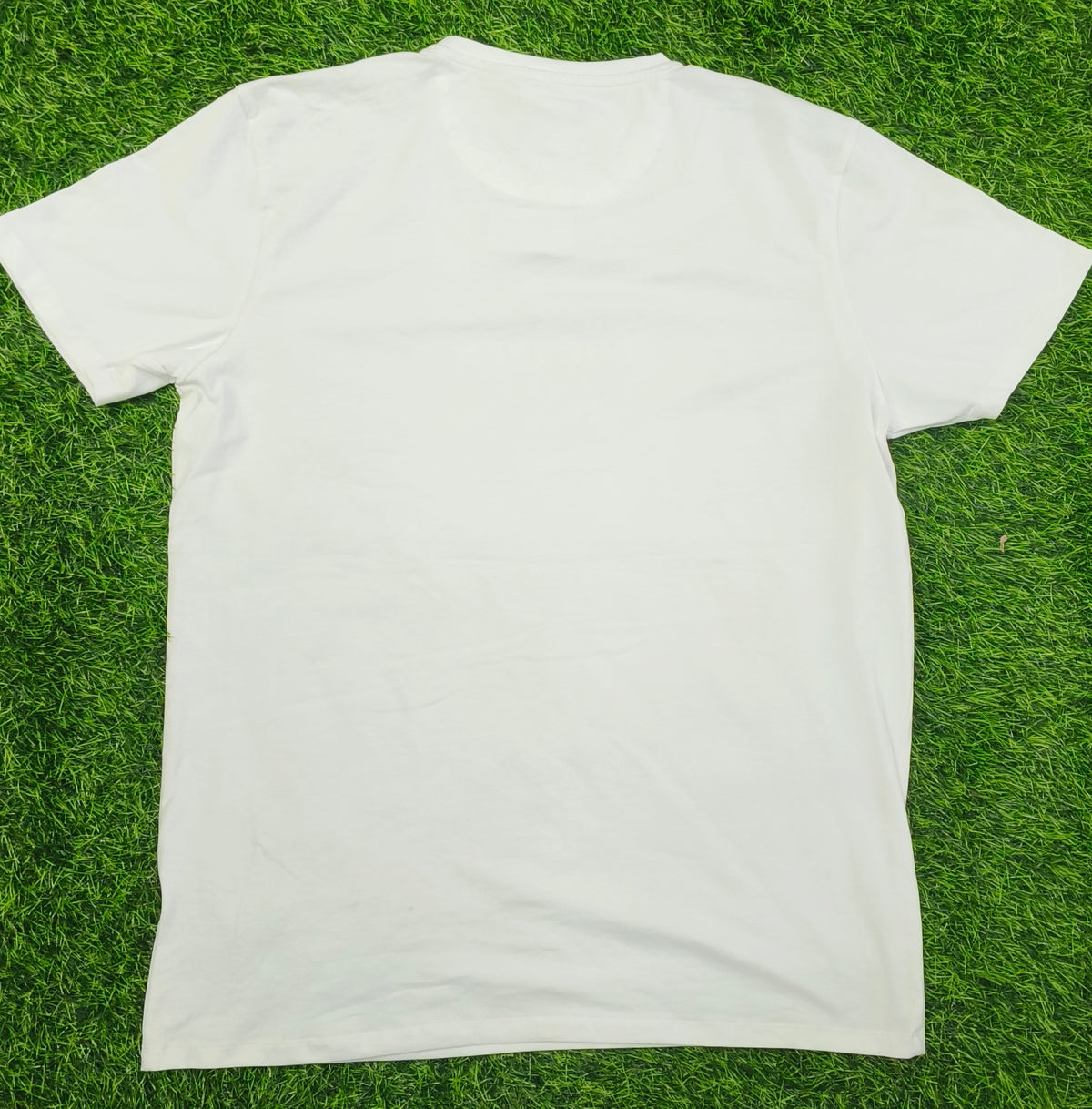 Men's White Printed Round Neck T-Shirt