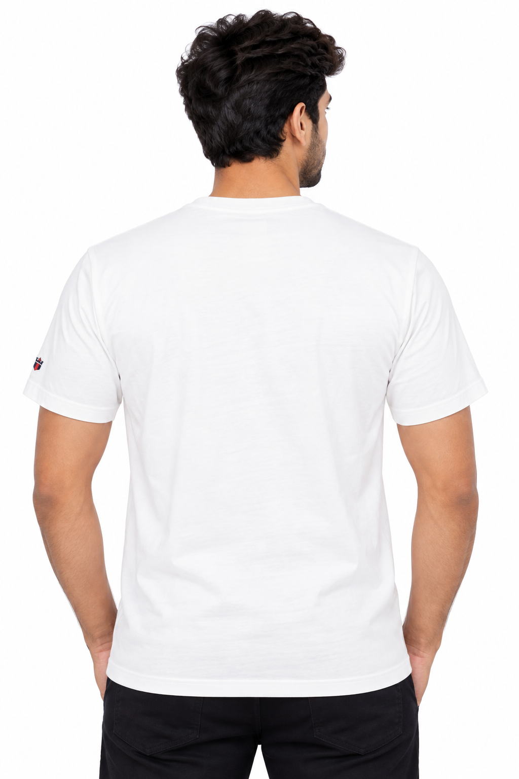 Men's White Printed Round Neck T-Shirt