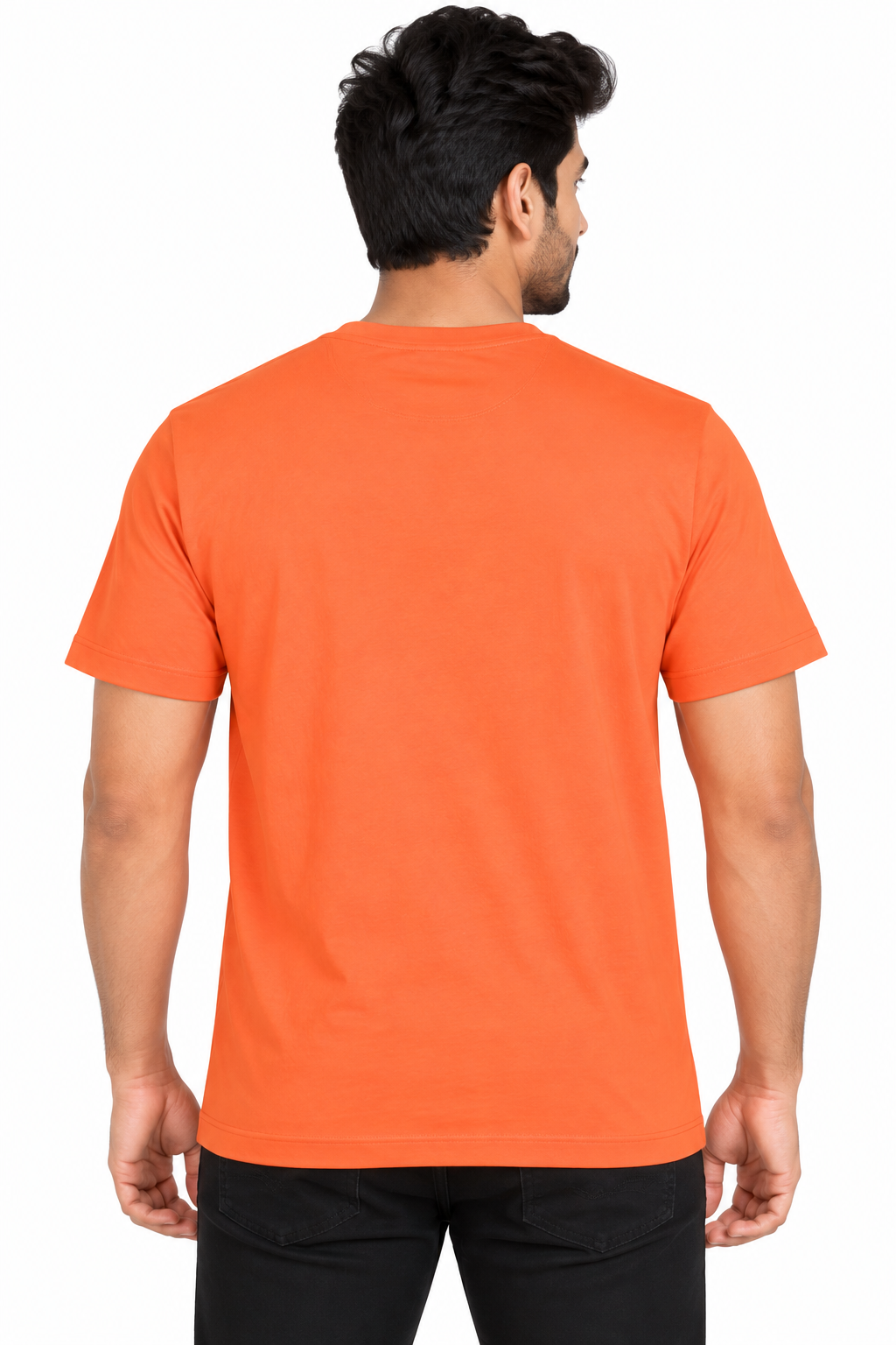 Men's Orange Graphic Round Neck T-Shirt