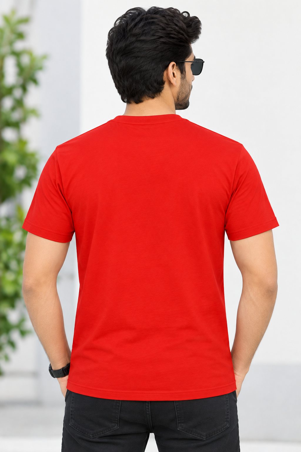 Men's Red Graphic Round Neck T-Shirt