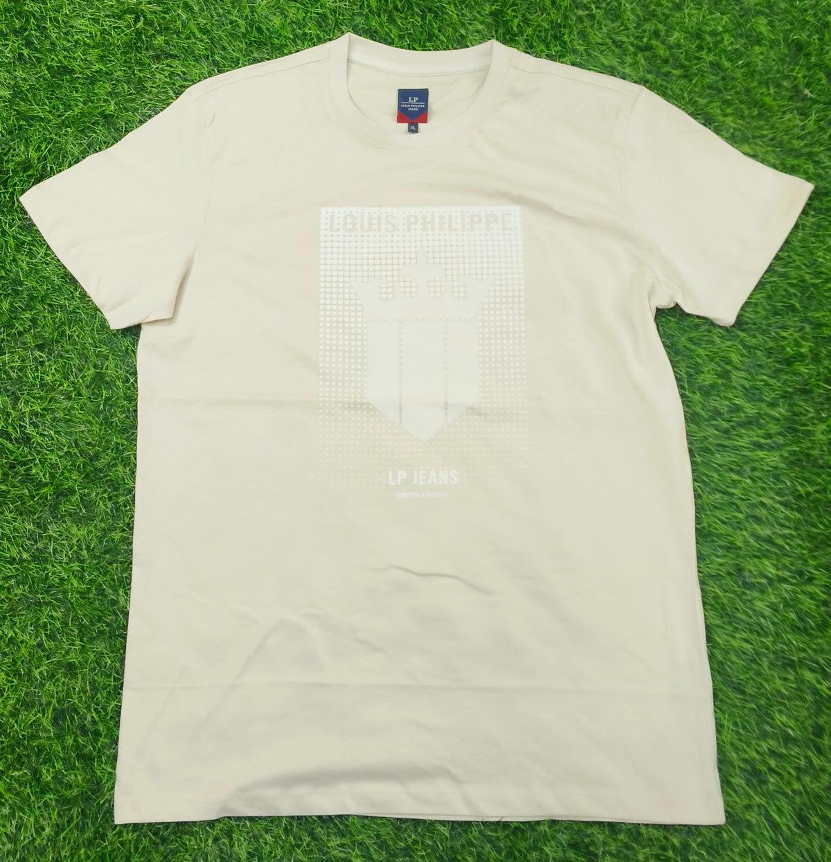Men's Light Cream Graphic Round Neck T-Shirt