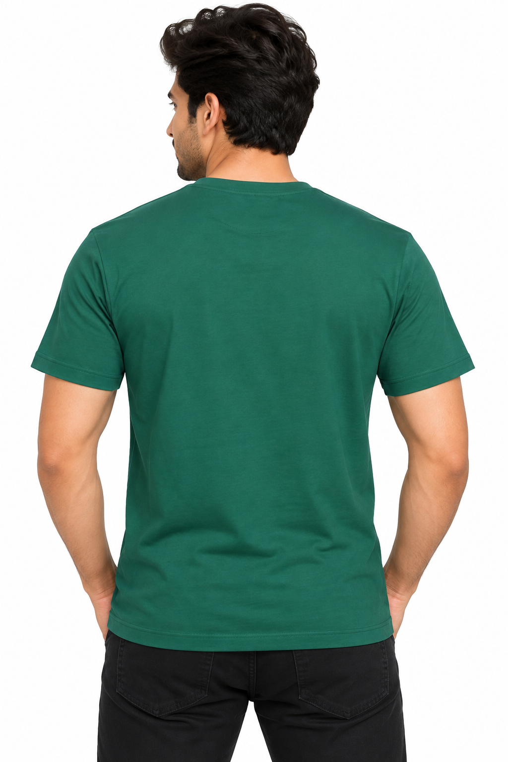 Men's Dark Green Graphic Round Neck T-Shirt