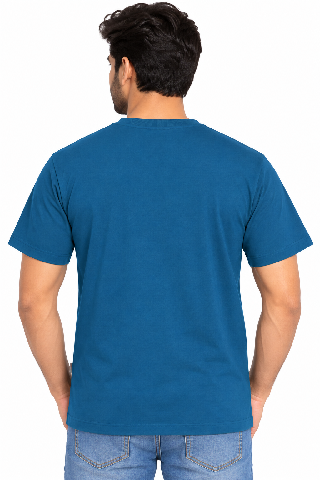 Men's Teal Blue Round Neck T-Shirt