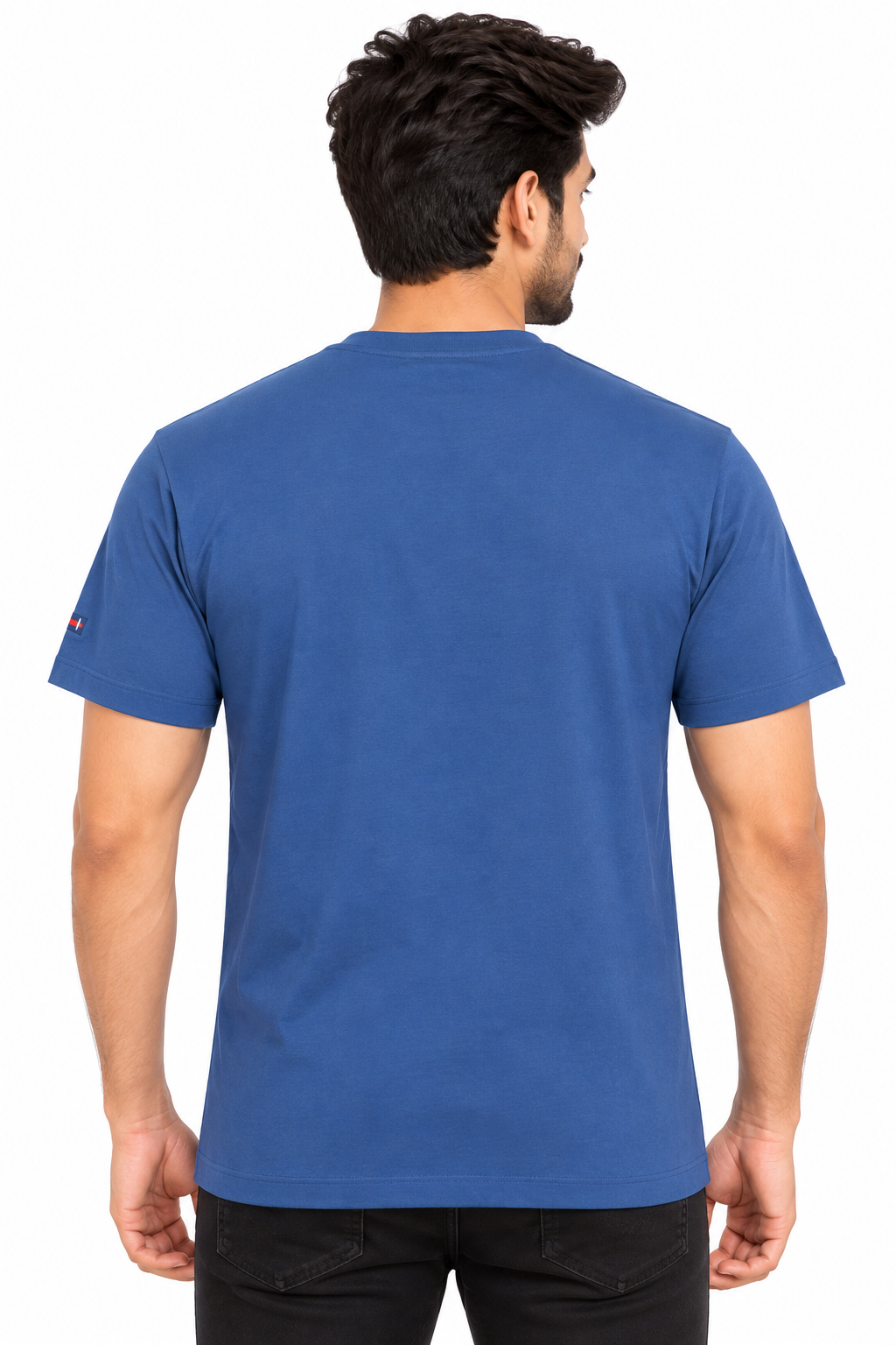 Men's Navy Blue Printed Round Neck T-Shirt