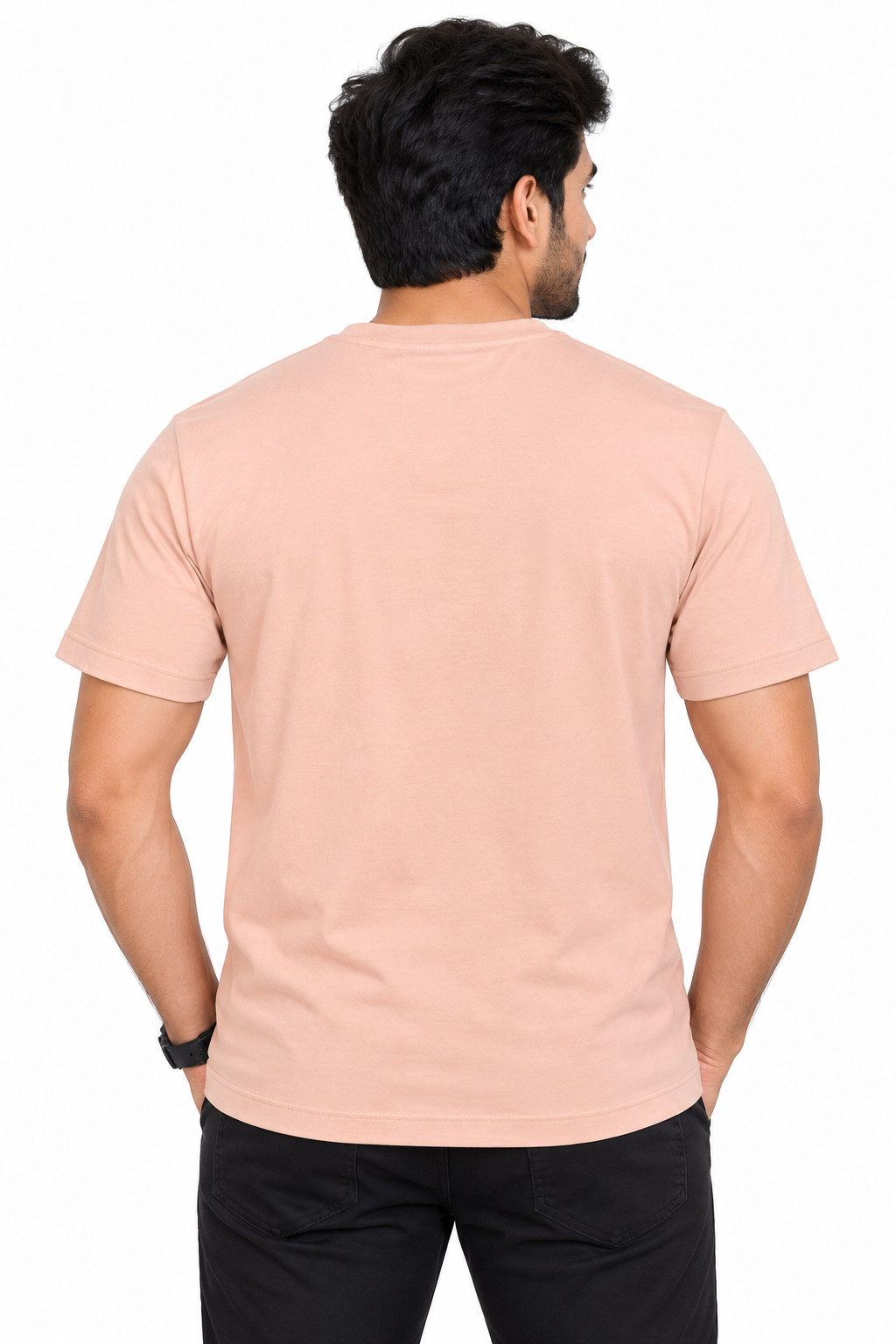 Men's Peach Graphic Printed Round Neck T-Shirt