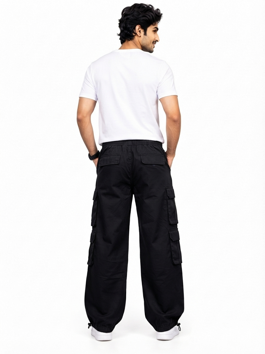 Men’s Black Multi-Pocket Baggy Cargo Pant