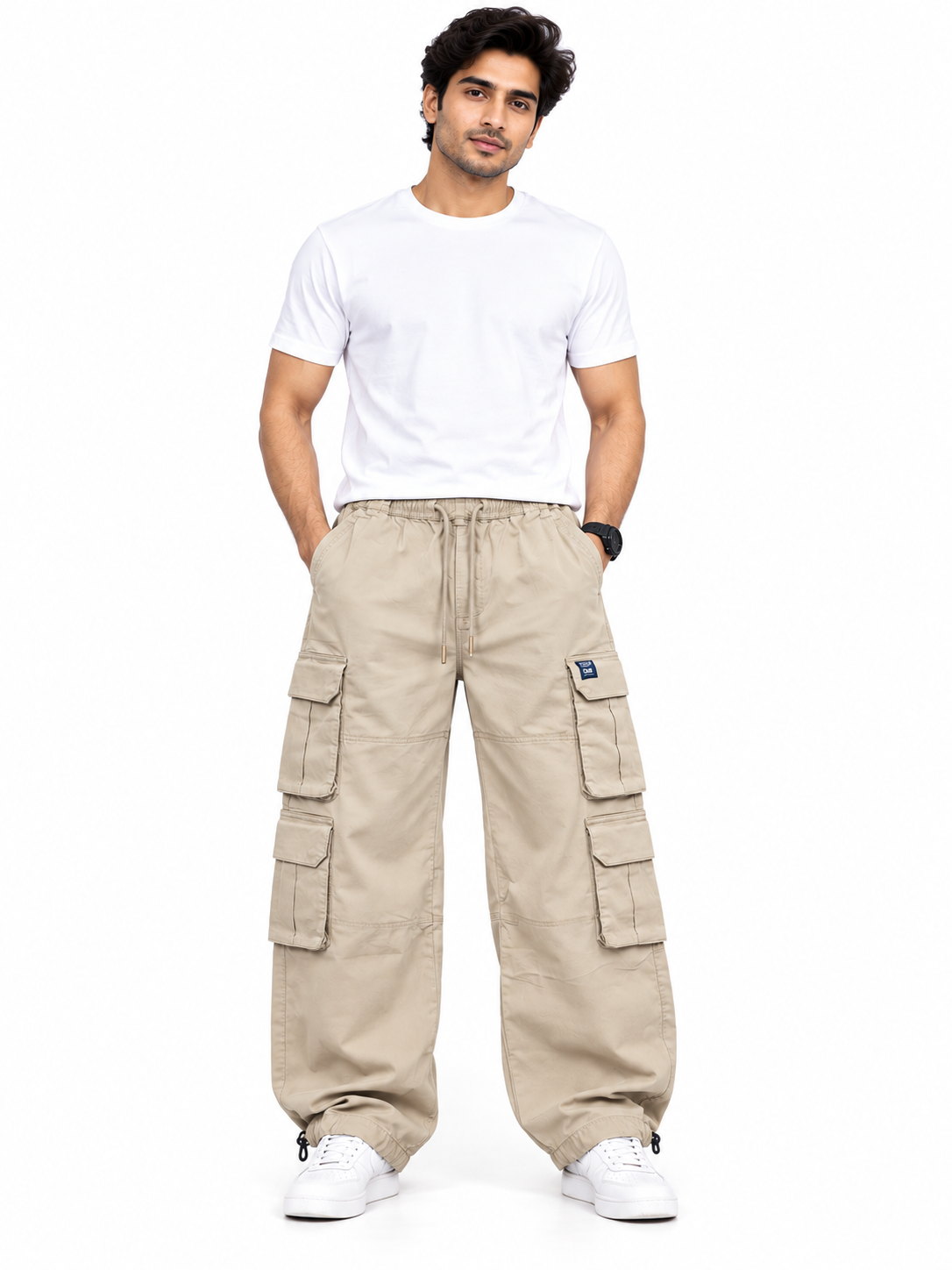 Men’s Beige Baggy Cargo Pant