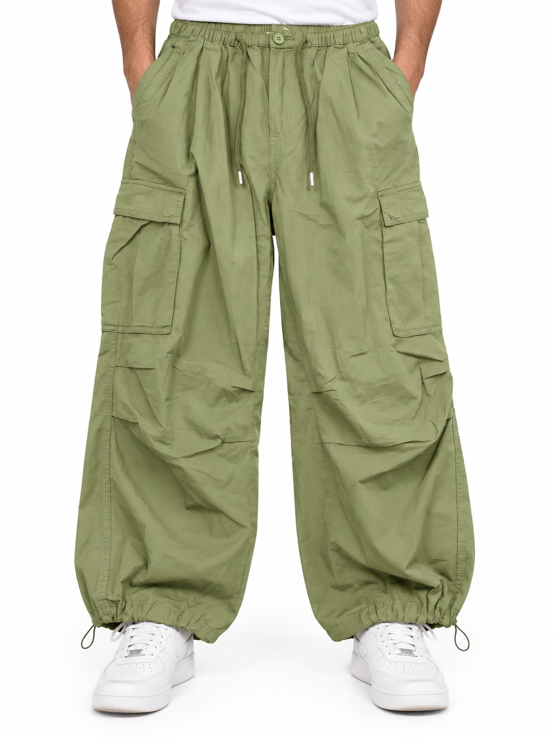 Men’s Olive Green 4-Pocket Baggy Cargo Pant