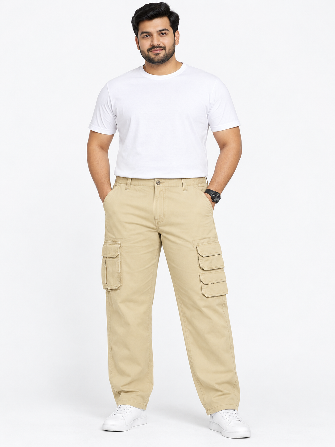 Men’s Khaki Multi-Pocket Cargo Pant