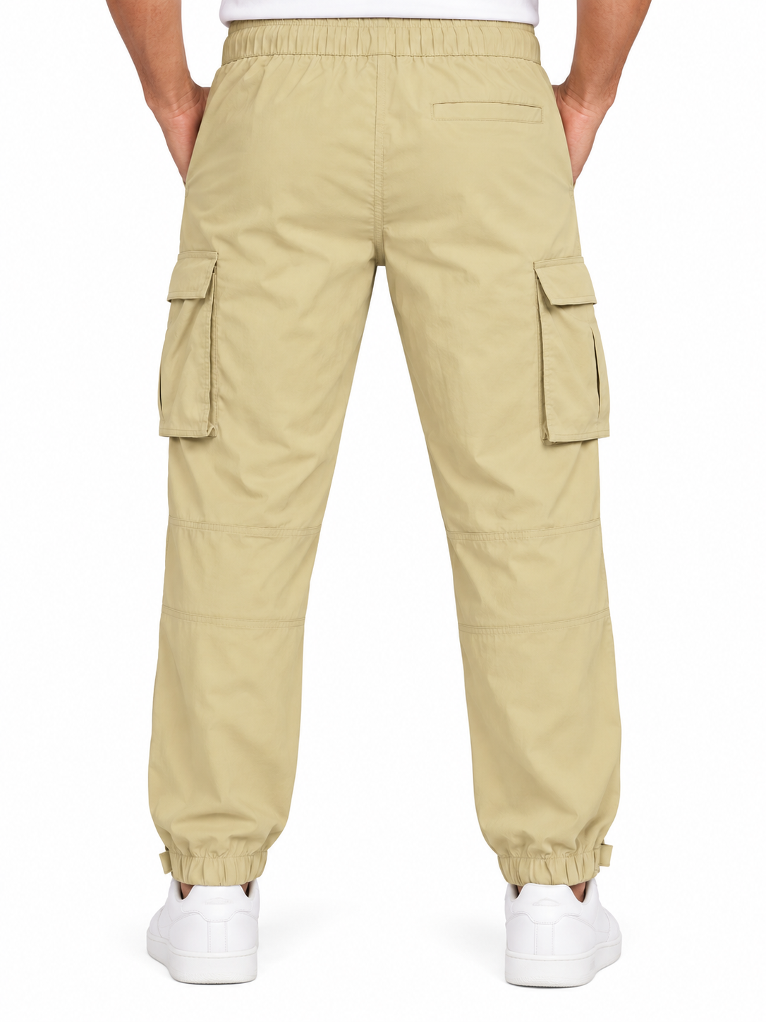 Men’s Beige 5-Pocket Cargo Jogger Pant with Adjustable Ankle