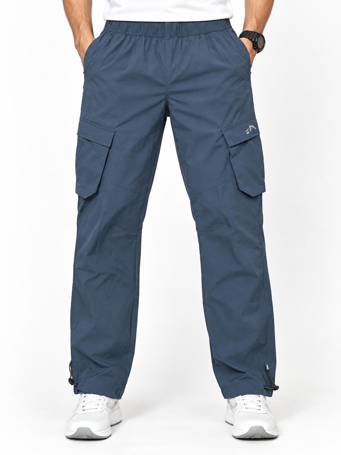 Men’s Navy Blue Cargo Pant with Elastic Waist & Adjustable Hem