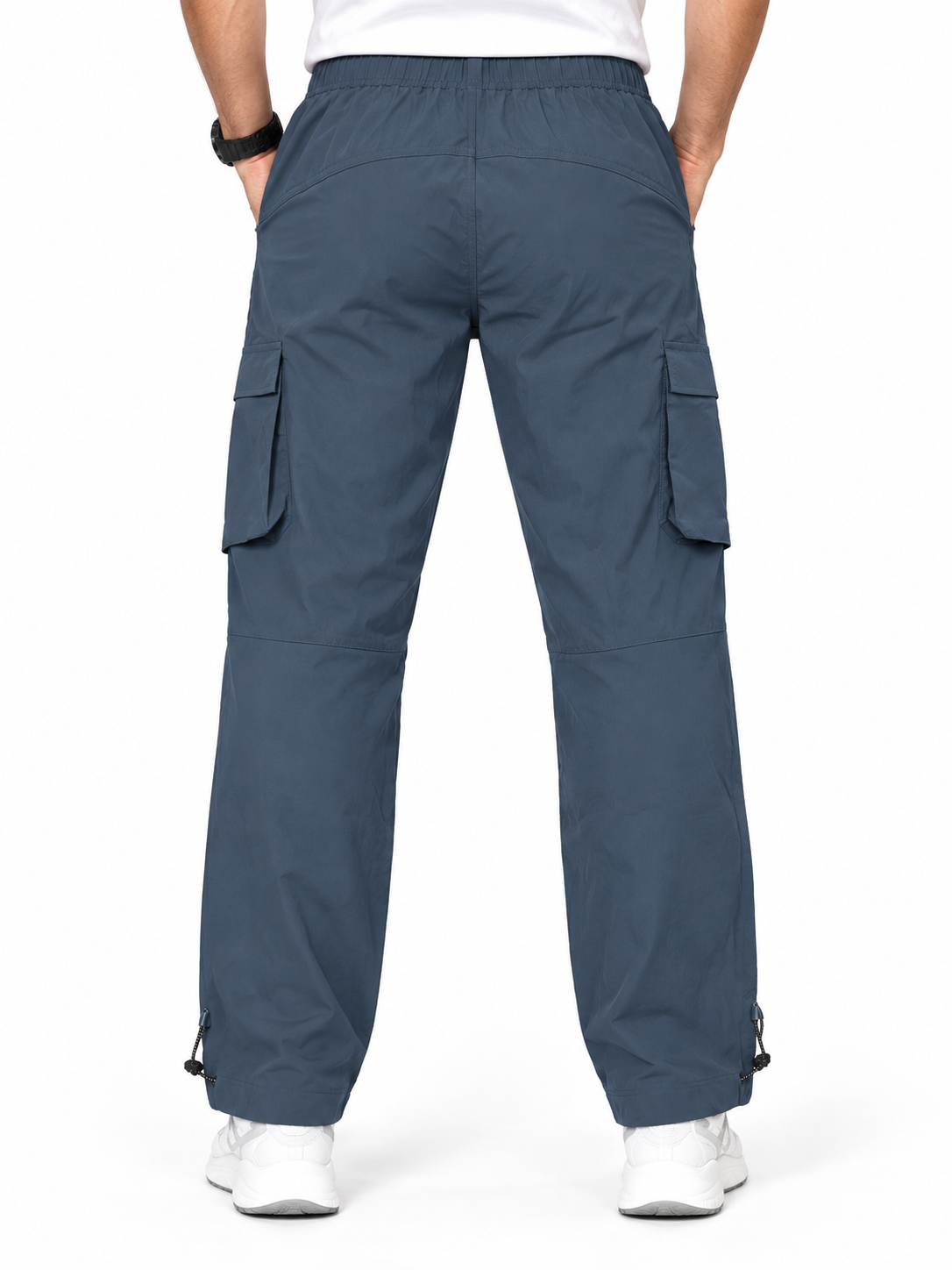 Men’s Navy Blue Cargo Pant with Elastic Waist & Adjustable Hem