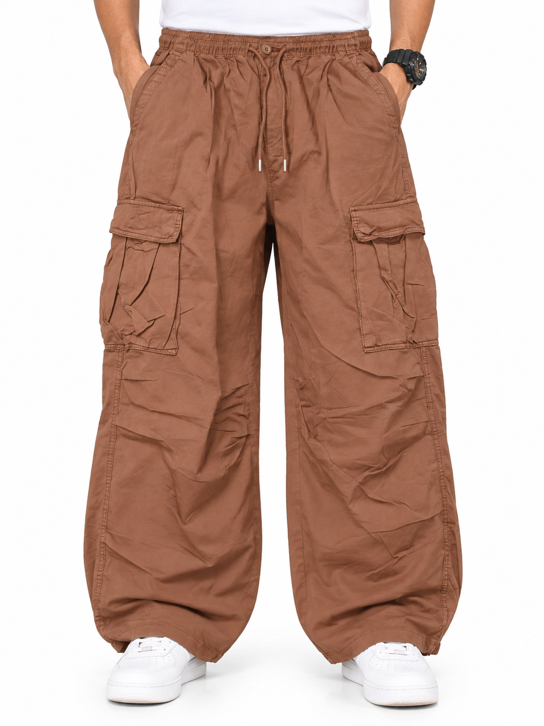 Men’s Brown 4-Pocket Baggy Cargo Pant