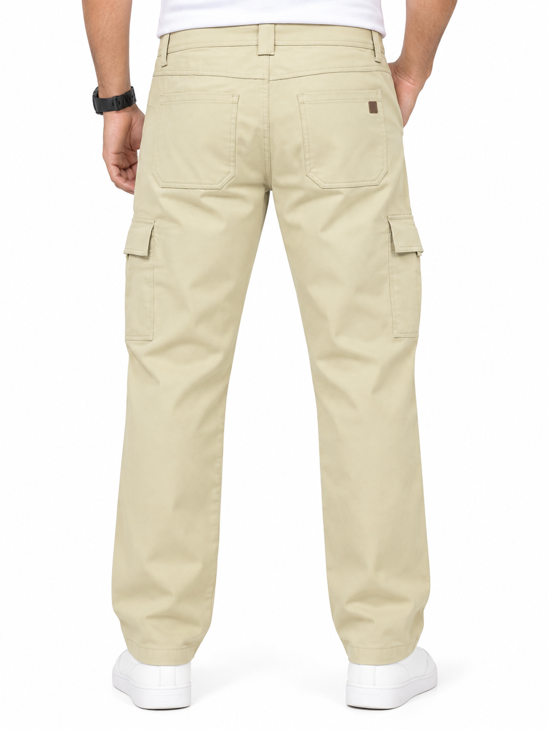 Men’s Light Khaki 6-Pocket Cargo Pant with Drawstring Waist
