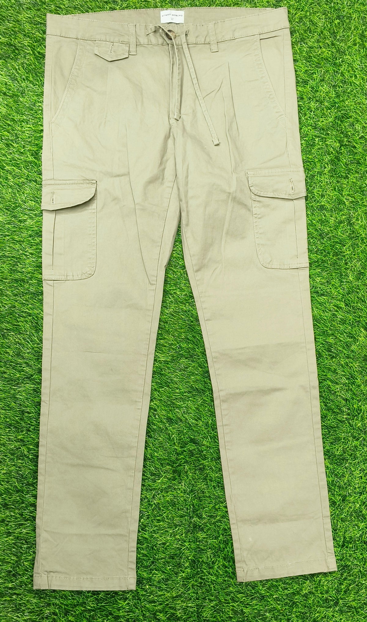 Men’s Light Khaki 6-Pocket Cargo Pant with Drawstring Waist