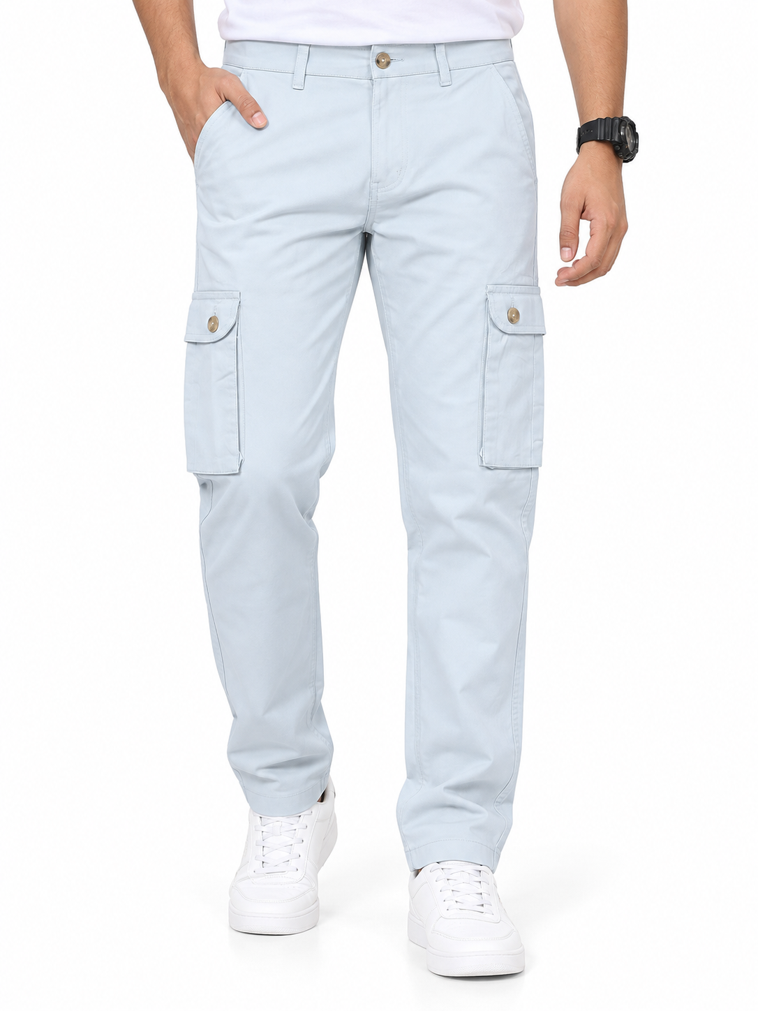 Men’s Light Sky Blue 6-Pocket Cargo Pant
