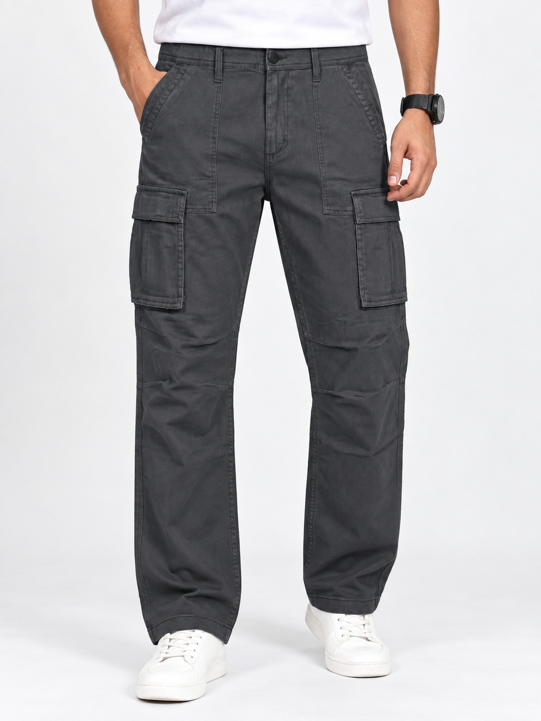 Men’s Dark Grey 6-Pocket Cargo Pant