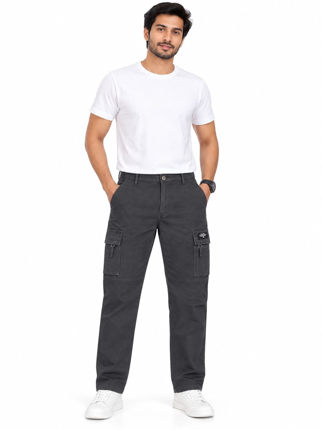 Men’s Charcoal Dark Grey 6-Pocket Cargo Pant